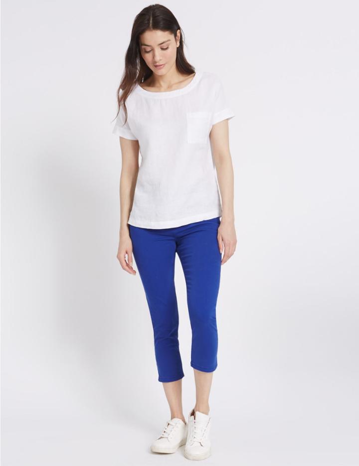 Marks & Spencer Mid Rise Cropped Skinny Leg Jeans Cobalt