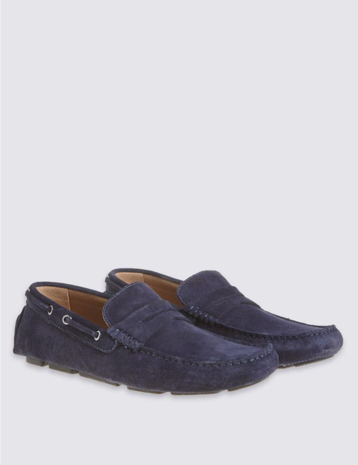 Marks & Spencer Suede Driver Slip-on Shoes Navy
