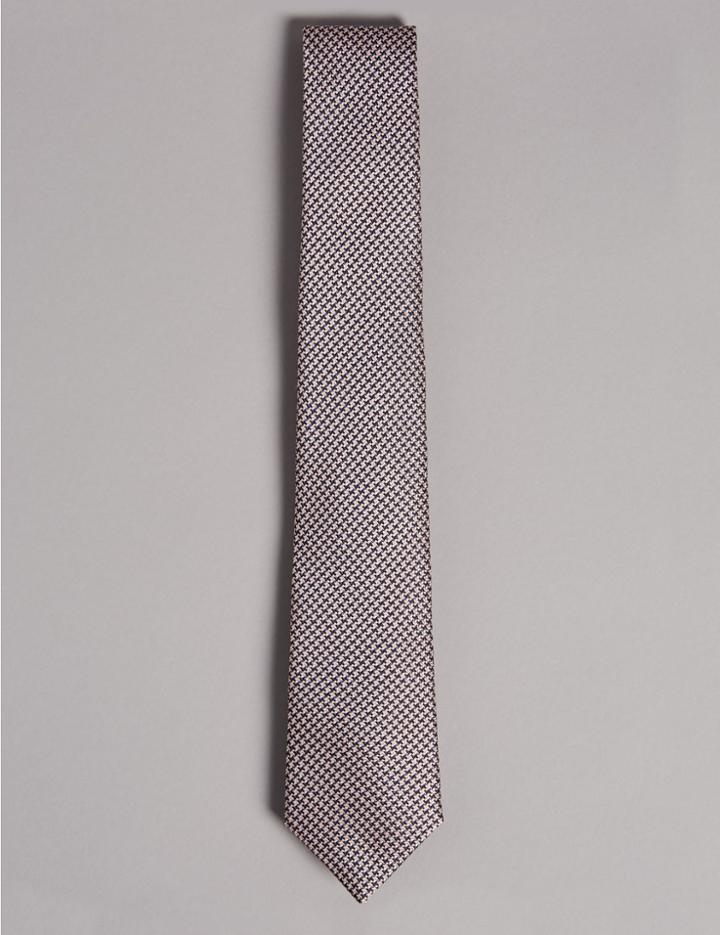 Marks & Spencer Pure Silk Textured Tie Dusky Rose