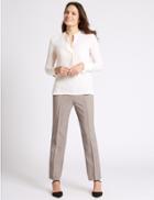Marks & Spencer Cross Hatch Straight Leg Trousers Mink