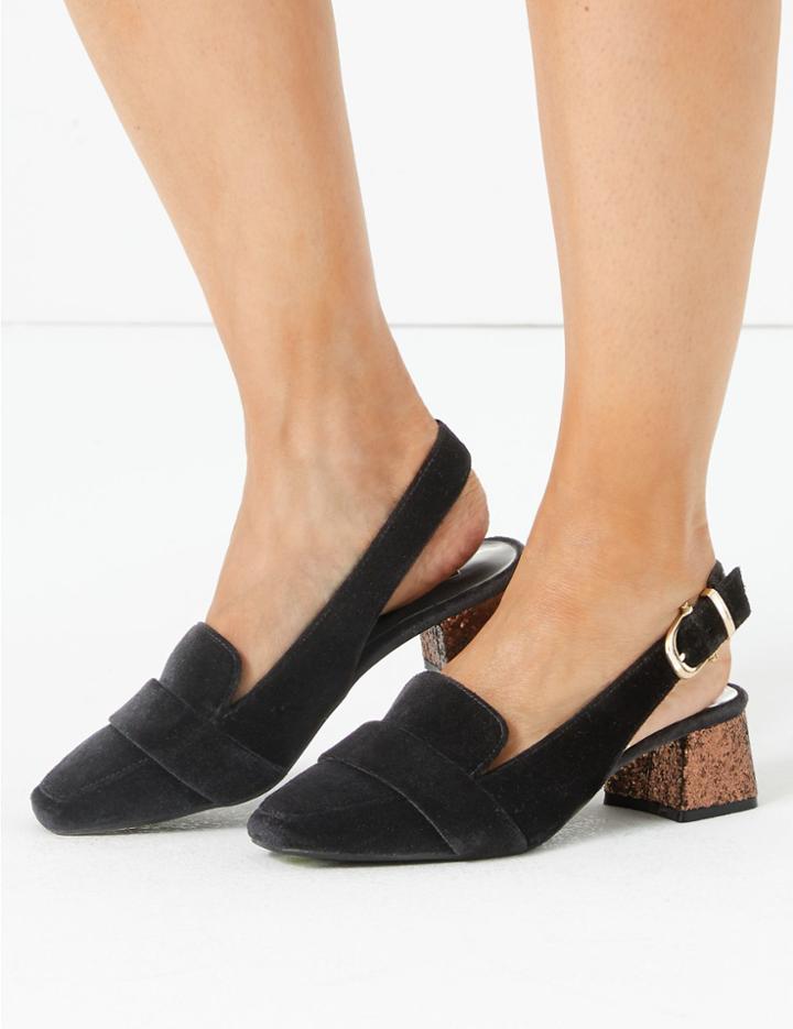 Marks & Spencer Slingback Buckle Fastening Loafers Black Mix