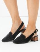 Marks & Spencer Slingback Buckle Fastening Loafers Black Mix
