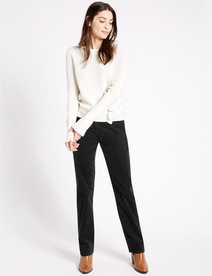 Marks & Spencer Cord Straight Leg Jeans Black