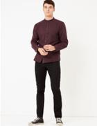 Marks & Spencer Brushed Cotton Flannel Shirt Burgundy Mix