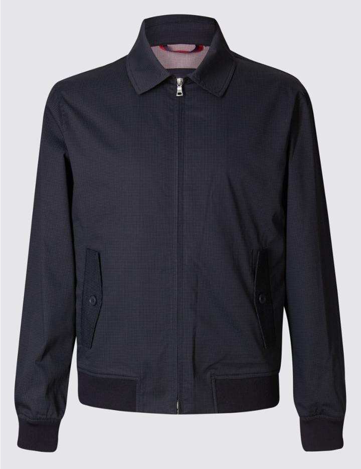 Marks & Spencer Cotton Rich Bomber Jacket With Stormwear™ Navy Mix