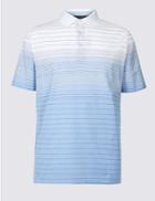 Marks & Spencer Pure Cotton Striped Polo Shirt Sky