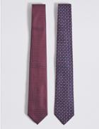 Marks & Spencer 2 Pack Assorted Ties Burgundy Mix
