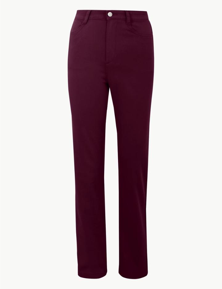 Marks & Spencer Sateen Roma Rise Straight Leg Jeans Wine
