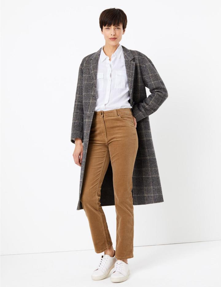 Marks & Spencer Corduroy Straight Leg Trousers Camel