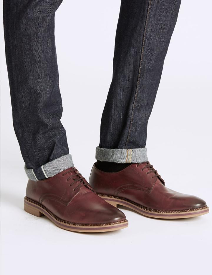 Marks & Spencer Leather Lace-up Derby Shoes Conker