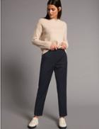 Marks & Spencer Wool Blend Cropped Trousers Navy
