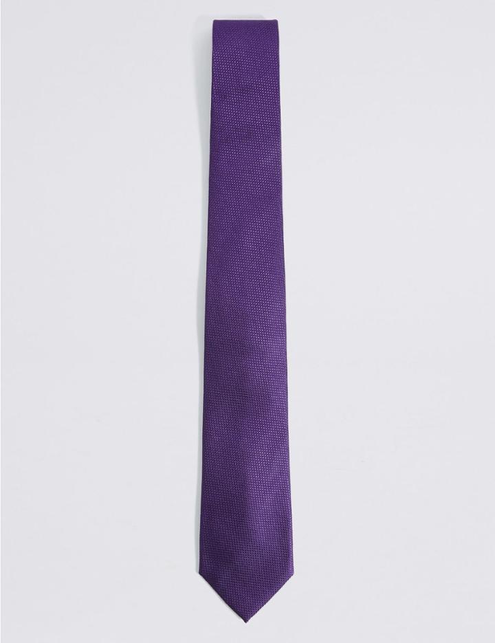 Marks & Spencer Pure Silk Textured Tie Purple