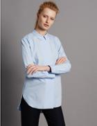 Marks & Spencer Pure Cotton Wide Placket Poplin Shirt Periwinkle