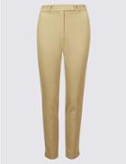 Marks & Spencer Cotton Blend Split Hem Trousers Toffee