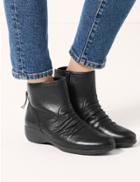 Marks & Spencer Wide Fit Leather Wedge Heel Ankle Boots Black