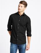 Marks & Spencer 3 Pack Cotton Blend Slim Fit Shirts Black
