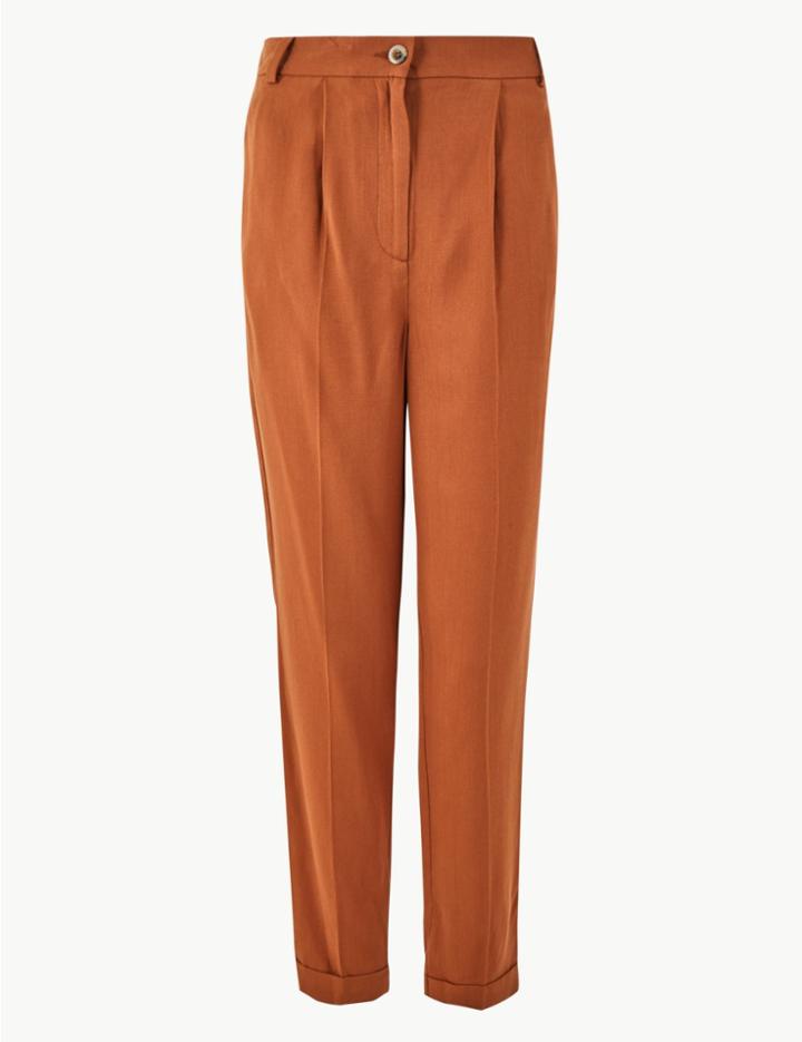 Marks & Spencer Tapered Leg Trousers Ginger