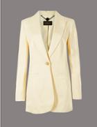 Marks & Spencer Pure Linen Single Breasted Blazer Pale Yellow