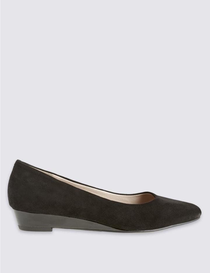 Marks & Spencer Suede Wedge Pump Shoes Black