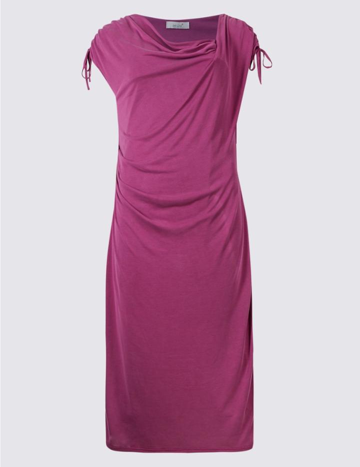 Marks & Spencer Modal Rich Drape Bodycon Dress Magenta