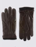 Marks & Spencer Leather Thinsulate&trade; Gloves With Knitted Cuff Brown