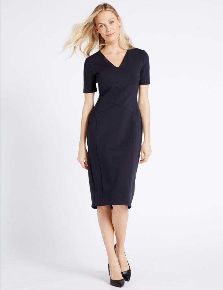 Marks & Spencer Cross Front Shift Midi Dress Navy