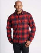 Marks & Spencer Fleece Lined Ombre Check Overshirt Red Mix