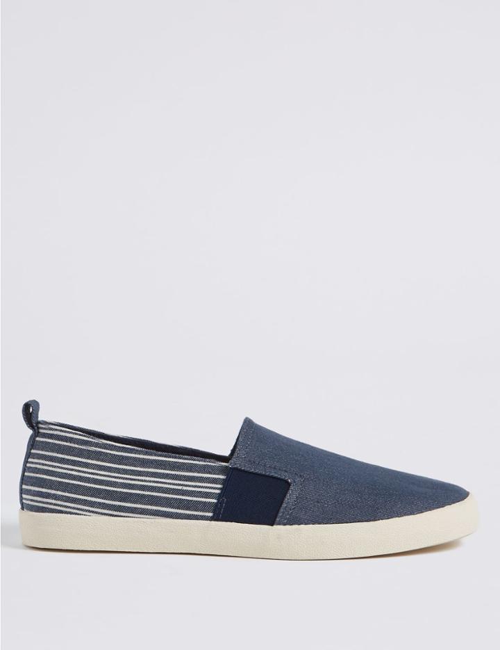 Marks & Spencer Striped Slip-on Pump Shoes Navy Mix