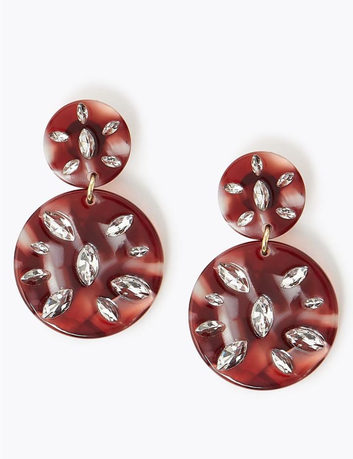 Marks & Spencer Encrusted Disc Drop Earrings Purple Mix