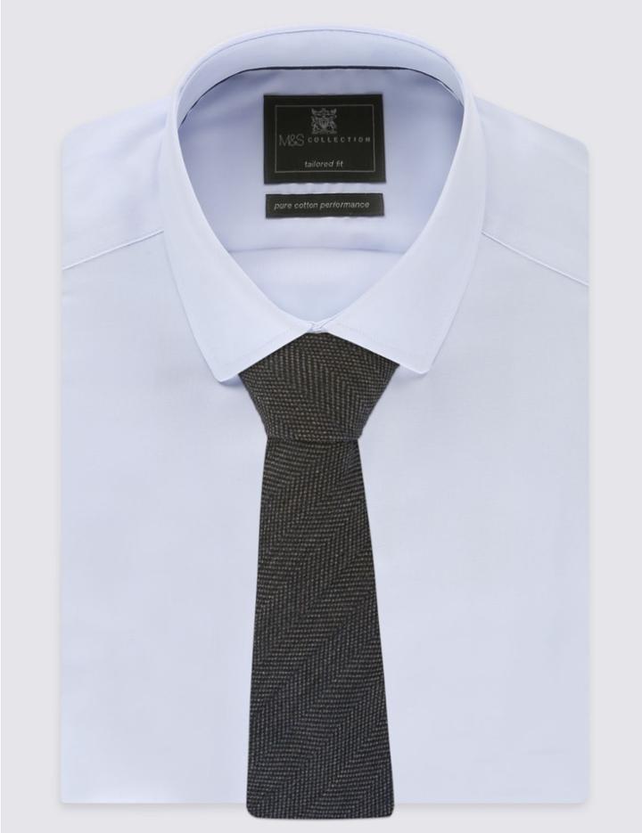 Marks & Spencer Wool Blend Wide Twill Tie Wine Mix