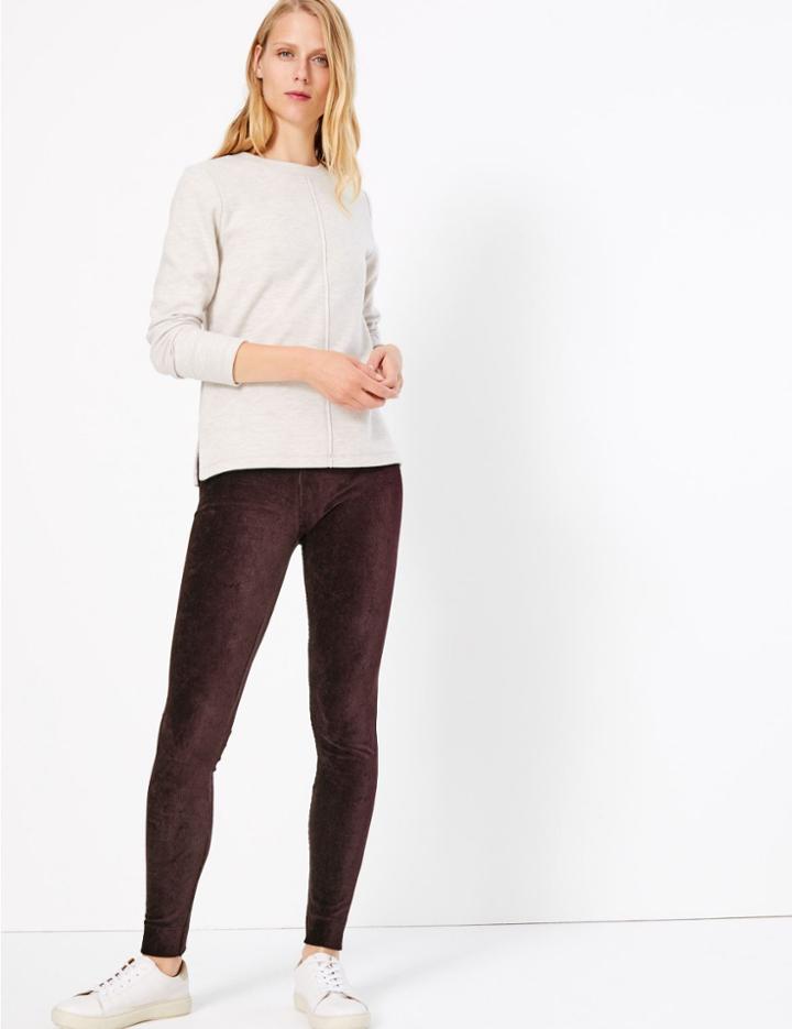 Marks & Spencer Corduroy Slim Fit Ankle Grazer Leggings Dark Grape