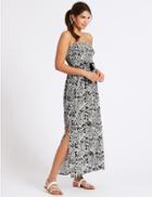 Marks & Spencer Paisley Print Shirred Beach Dress Black Mix