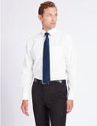 Marks & Spencer Cotton Blend Easy To Iron Shirt With Tie White
