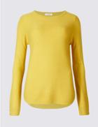 Marks & Spencer Ripple Round Neck Cuff Button Jumper Antique Brass