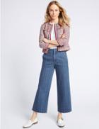 Marks & Spencer Striped Mid Rise Culotte Jeans Medium Indigo