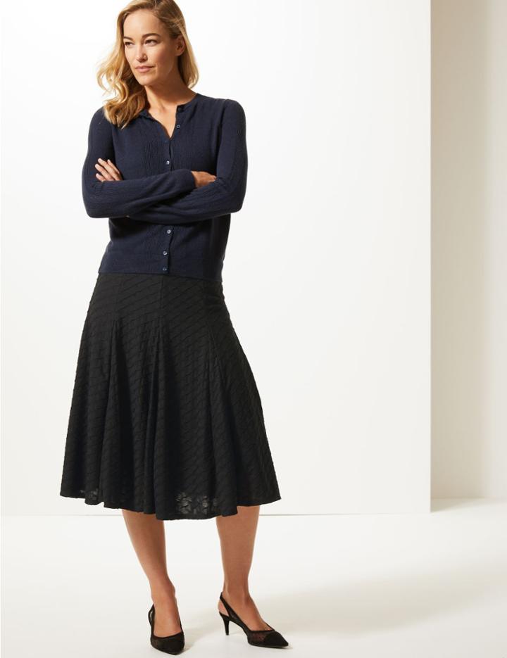 Marks & Spencer Textured Full Midi Skirt Black