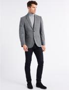 Marks & Spencer Grey Checked Tailored Fit Jacket Light Grey
