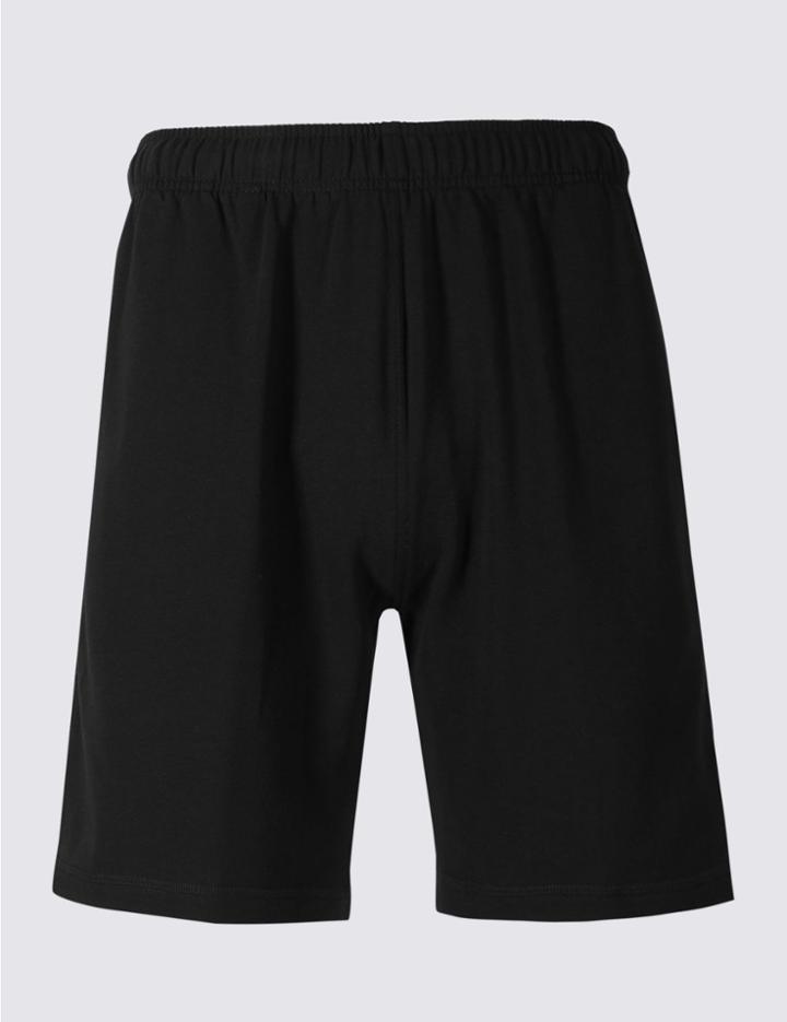 Marks & Spencer Cotton Rich Sweat Shorts Black