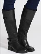 Marks & Spencer Block Heel Fur Lined Knee High Boots Black