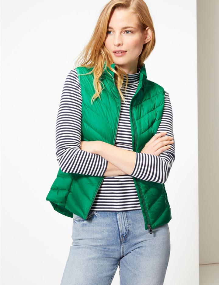 Marks & Spencer Lightweight Down & Feather Gilet With Stormwear&trade; Emerald