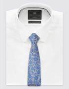 Marks & Spencer Pure Silk Textured Floral Tie Faded Blue