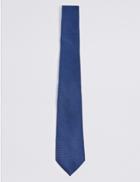 Marks & Spencer Pure Silk Textured Tie Blue