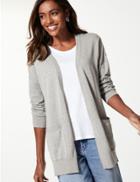 Marks & Spencer Pure Cotton Open Front Cardigan Grey Marl