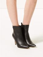 Marks & Spencer Leather Stiletto Heel Ankle Boots Black