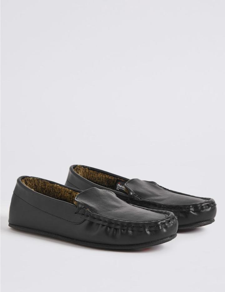 Marks & Spencer Moccasin Slippers With Thinsulate&trade; Black