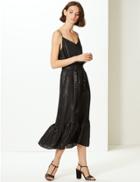Marks & Spencer Striped Swing Midi Dress Black Mix