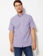 Marks & Spencer Cotton Gingham Relaxed Fit Shirt Purple