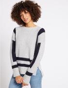 Marks & Spencer Textured Split Hem Colour Block Jumper Mid Grey