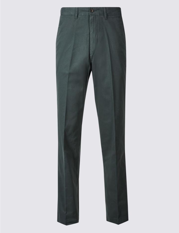 Marks & Spencer Pure Cotton Chinos With Active Waist Dark Teal