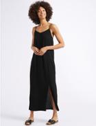 Marks & Spencer Front Split Slip Midi Dress Black